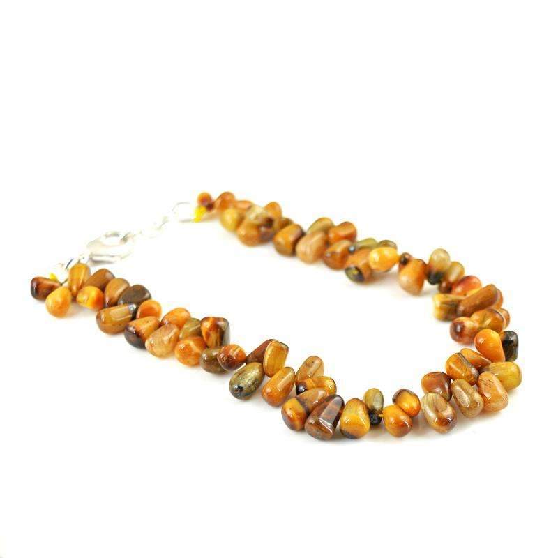 gemsmore:Natural Golden Tiger Eye Tear Drop Beads Bracelet