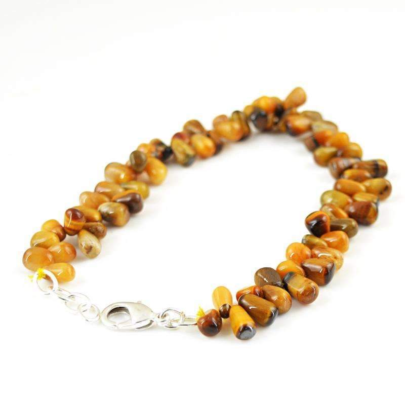 gemsmore:Natural Golden Tiger Eye Tear Drop Beads Bracelet