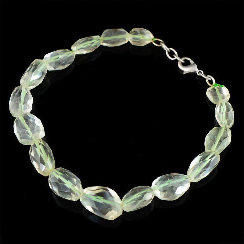 gemsmore:Natural Green Amethyst Bracelet Faceted Beads