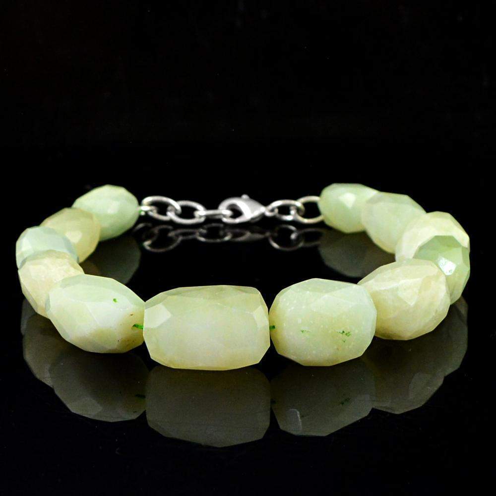 gemsmore:Natural Green Aquamarine Bracelet Faceted Beads