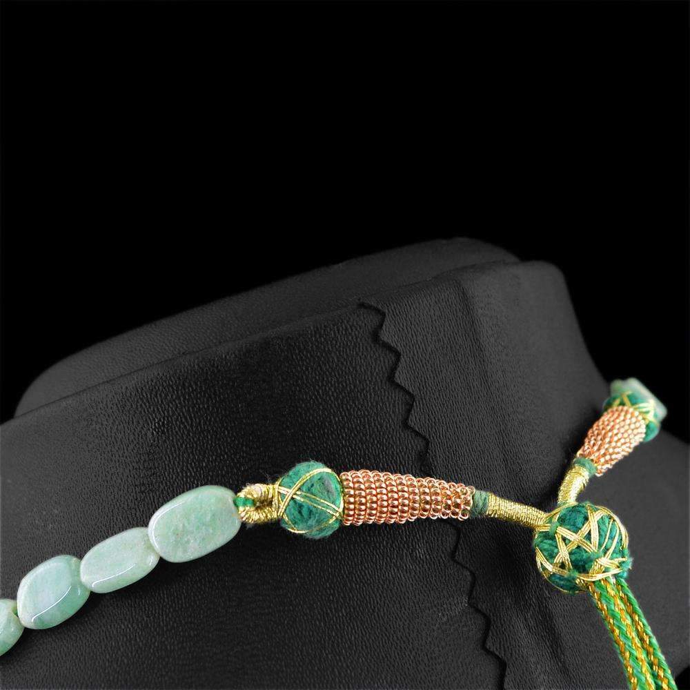 gemsmore:Natural Green Aquamarine Necklace Oval Shape Beads