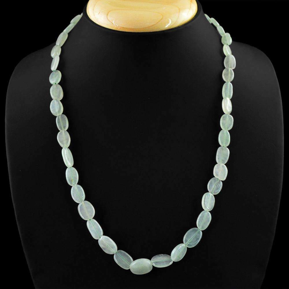 gemsmore:Natural Green Aquamarine Necklace Oval Shape Necklace - Best Offer