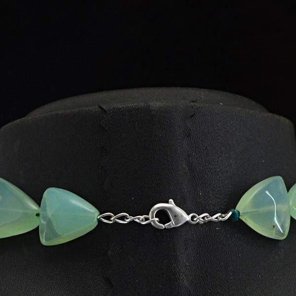 gemsmore:Natural Green Aquamarine Necklace Single Strand Untreated Beads