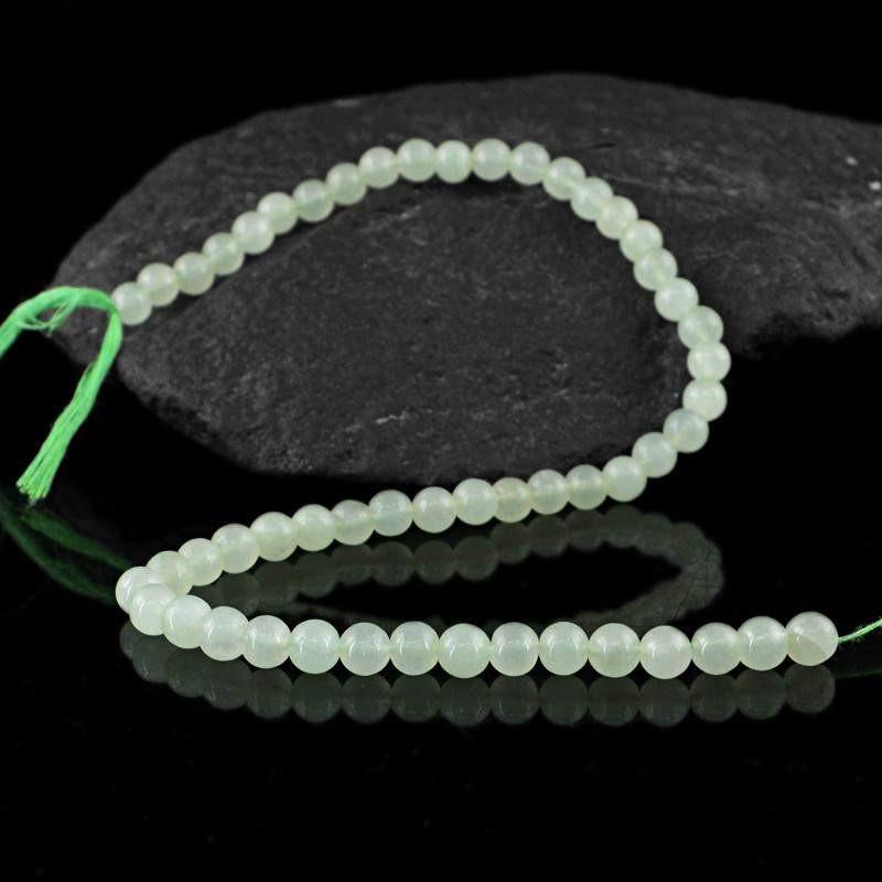 gemsmore:Natural Green Aquamarine Round Shape Beads Strand