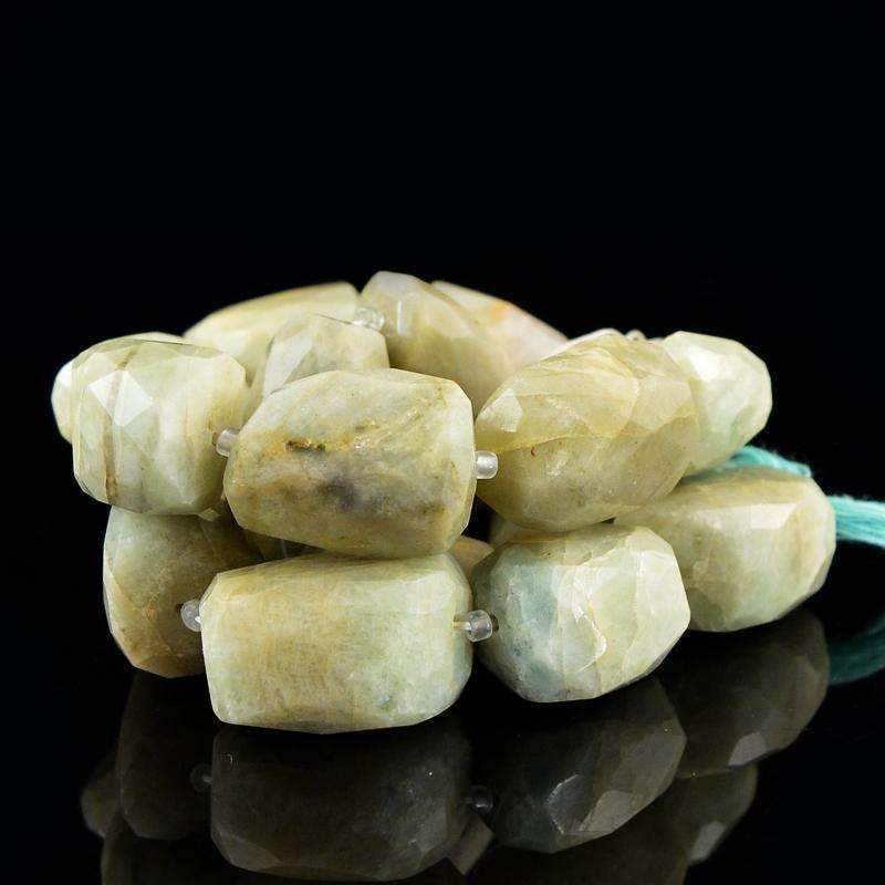 gemsmore:Natural Green Aquamarine Strand Faceted Drilled Beads