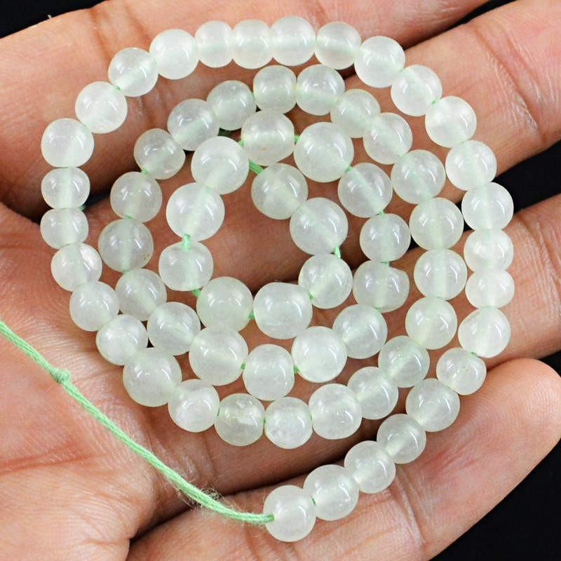 gemsmore:Natural Green Aquamarine Strand Round Shape Untreated Drilled Beads
