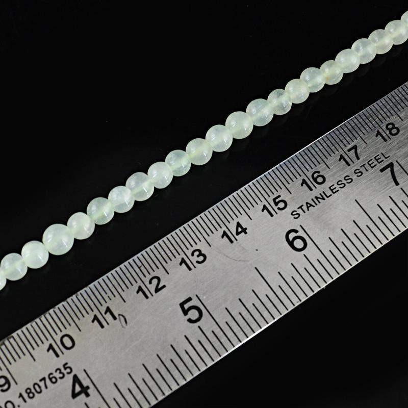 gemsmore:Natural Green Aquamarine Strand Round Shape Untreated Drilled Beads