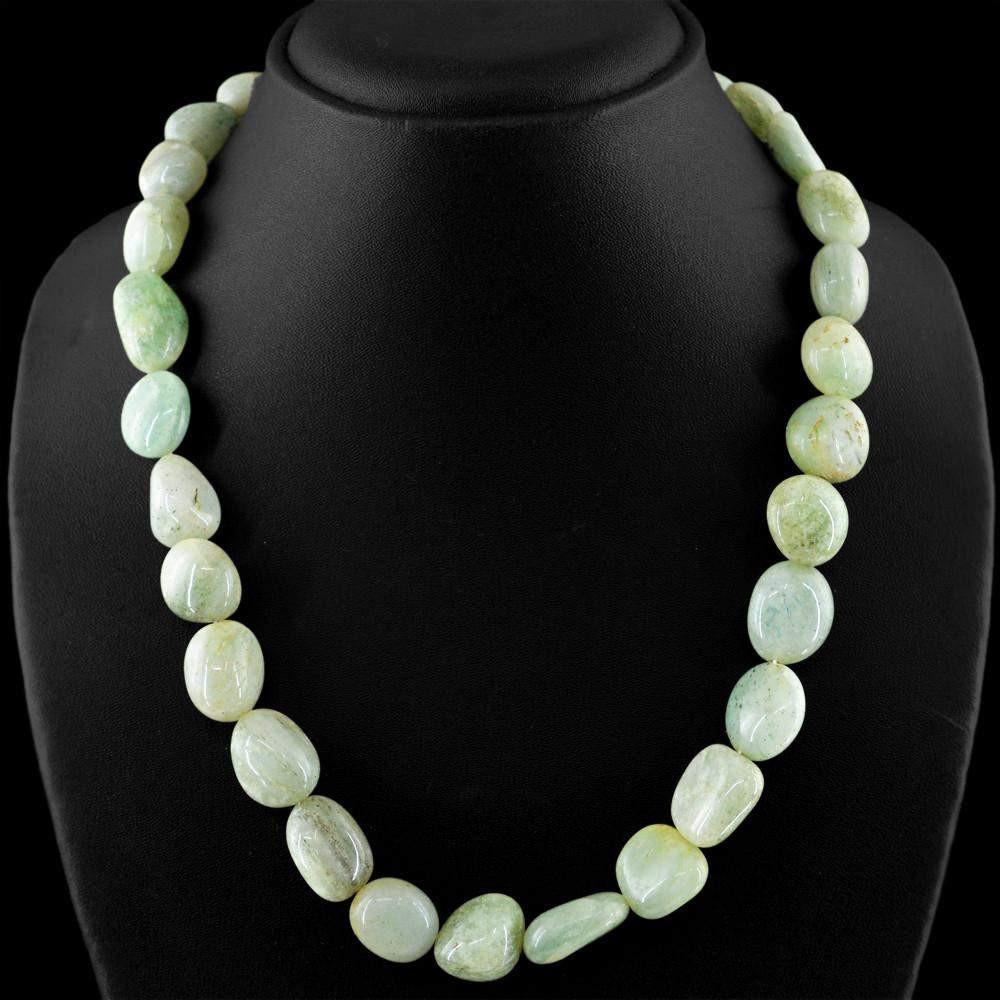 gemsmore:Natural Green Aventurine Necklace Untreated Beads