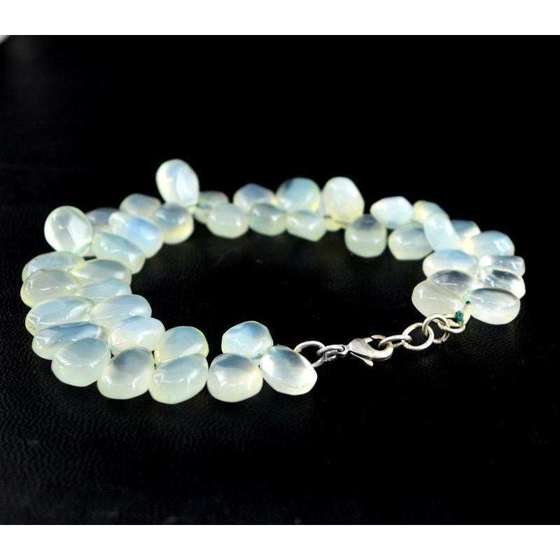 gemsmore:Natural Green Chalcedony Bracelet Pear Shape Beads