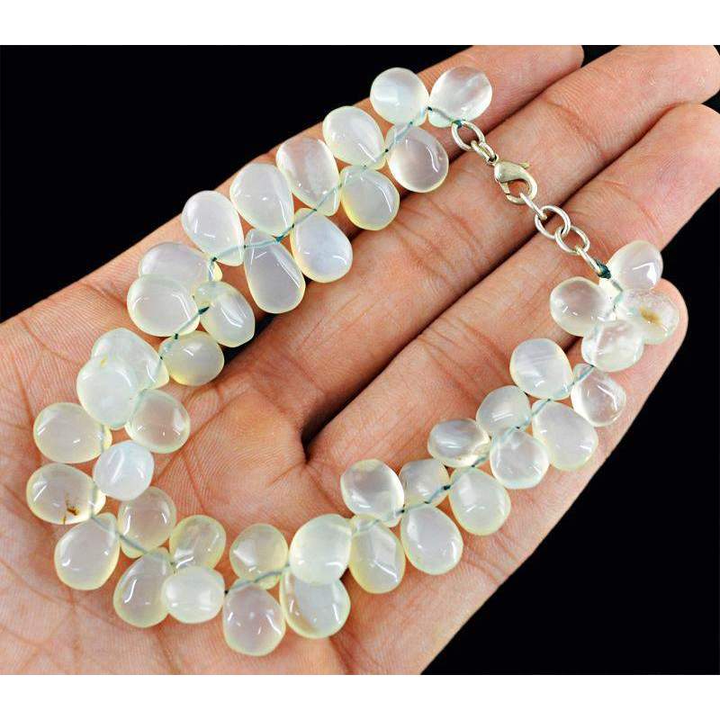gemsmore:Natural Green Chalcedony Bracelet Pear Shape Beads