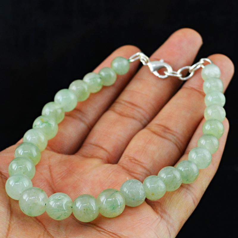 gemsmore:Natural Green Chalcedony Bracelet Round Beads