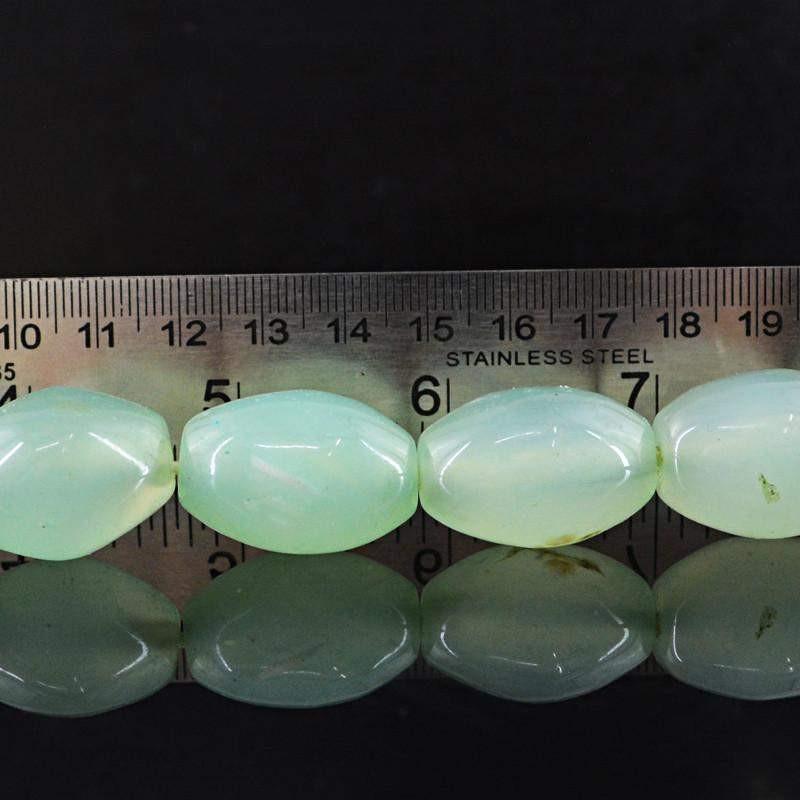 gemsmore:Natural Green Chalcedony Oval Beads Strand