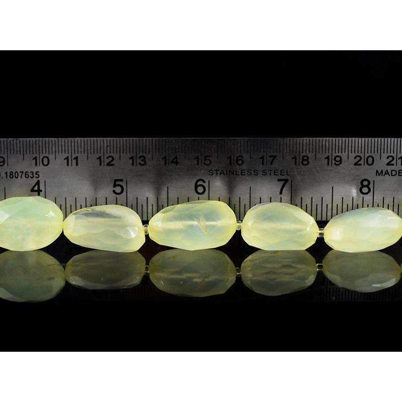gemsmore:Natural Green Chalcedony Strand  Faceted Drilled Beads