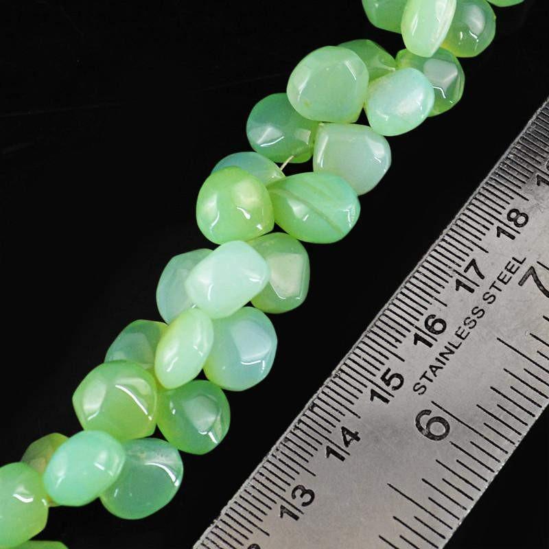 gemsmore:Natural Green Chalcedony Untreated Beads Strand