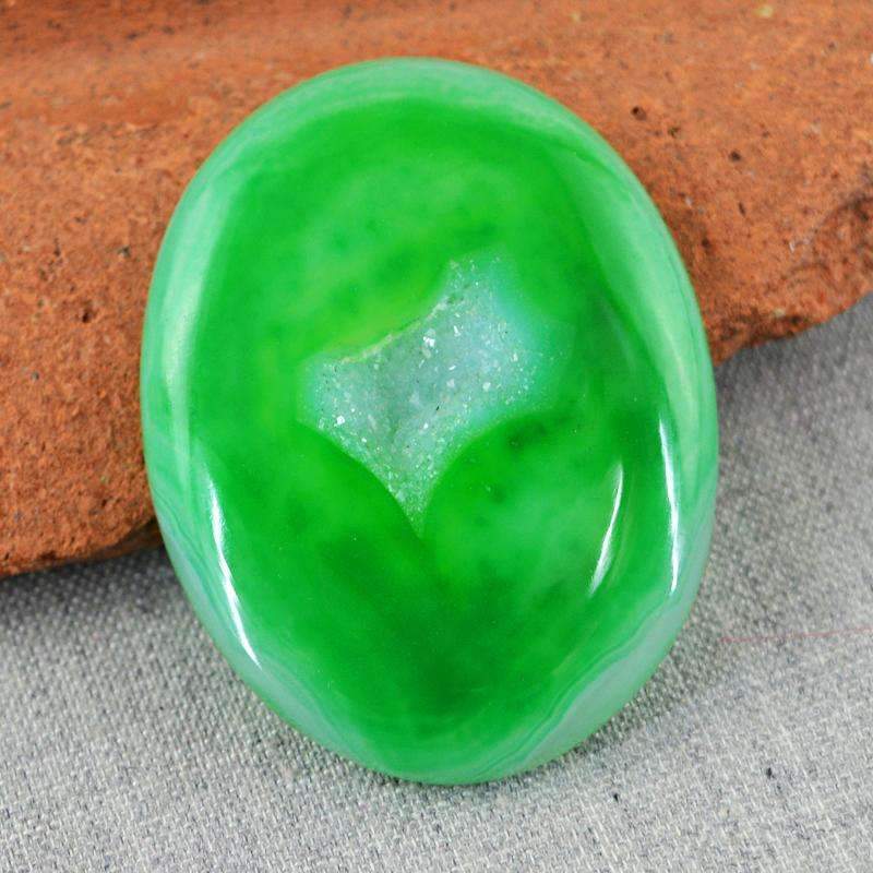 gemsmore:Natural Green Druzy Onyx Gemstone Oval Shape