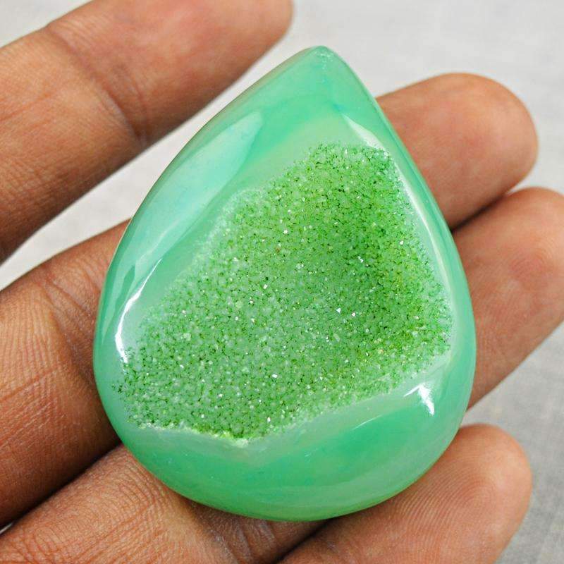 gemsmore:Natural Green Druzy Onyx Gemstone Pear Shape
