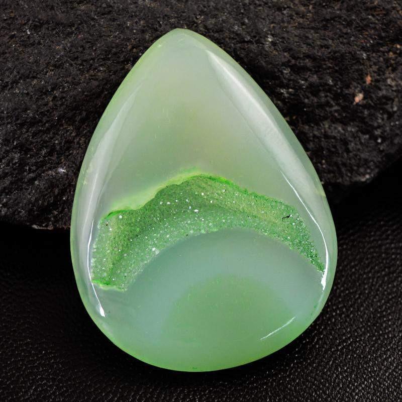 gemsmore:Natural Green Druzy Onyx Pear Shape Gemstone
