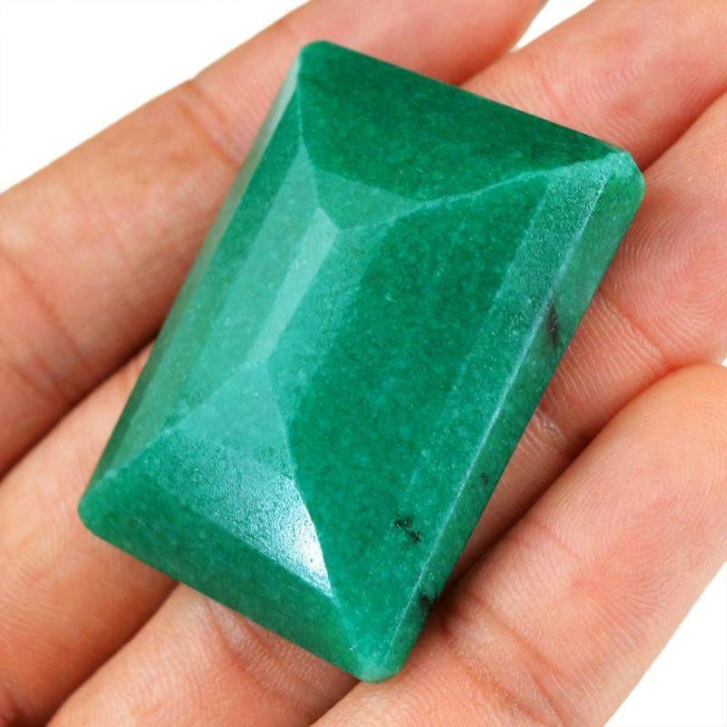 gemsmore:Natural Green Emerald Rectangular Shape Gemstone