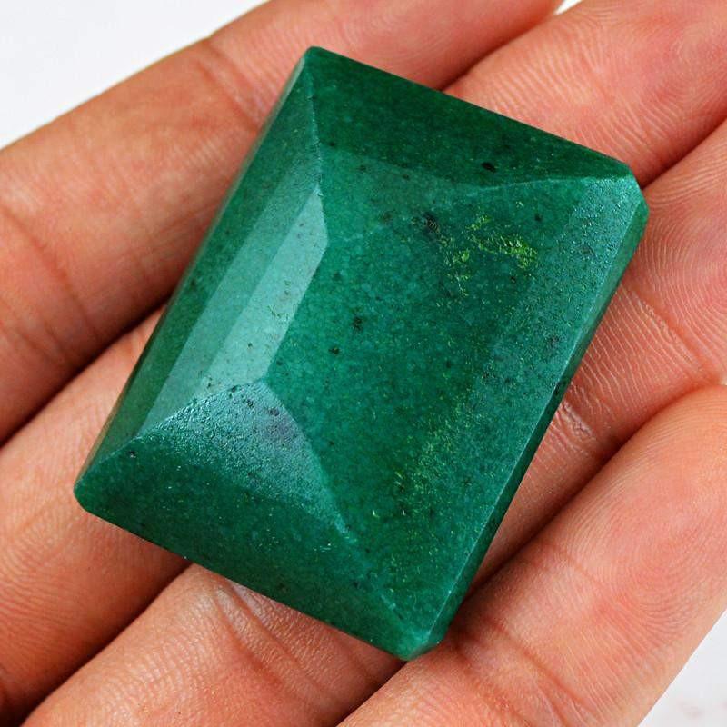 gemsmore:Natural Green Emerald Rectangular Shape Gemstone