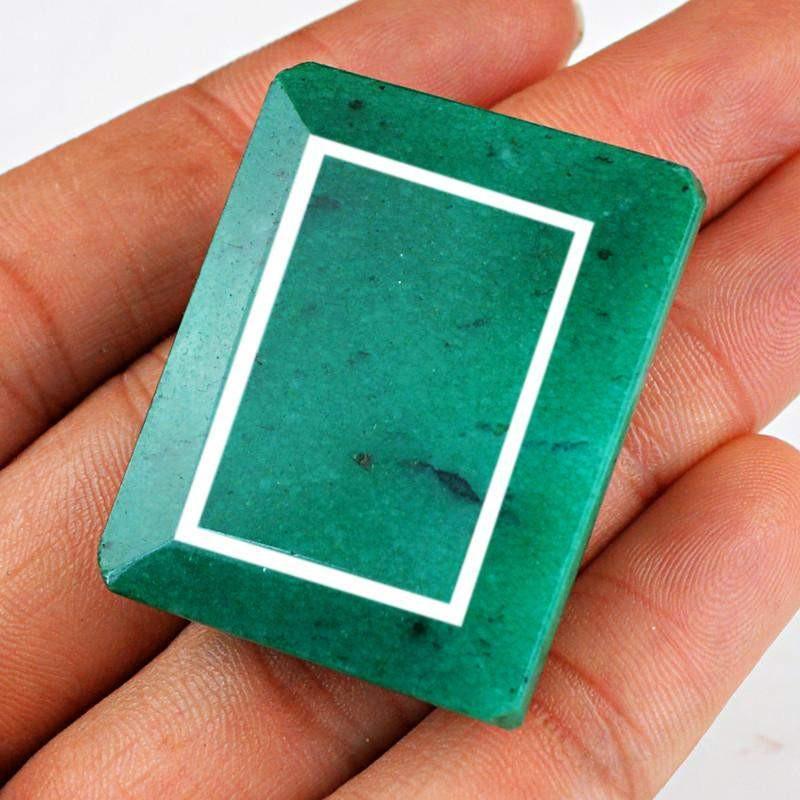 gemsmore:Natural Green Emerald Rectangular Shape Gemstone