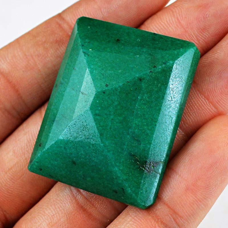 gemsmore:Natural Green Emerald Rectangular Shape Gemstone