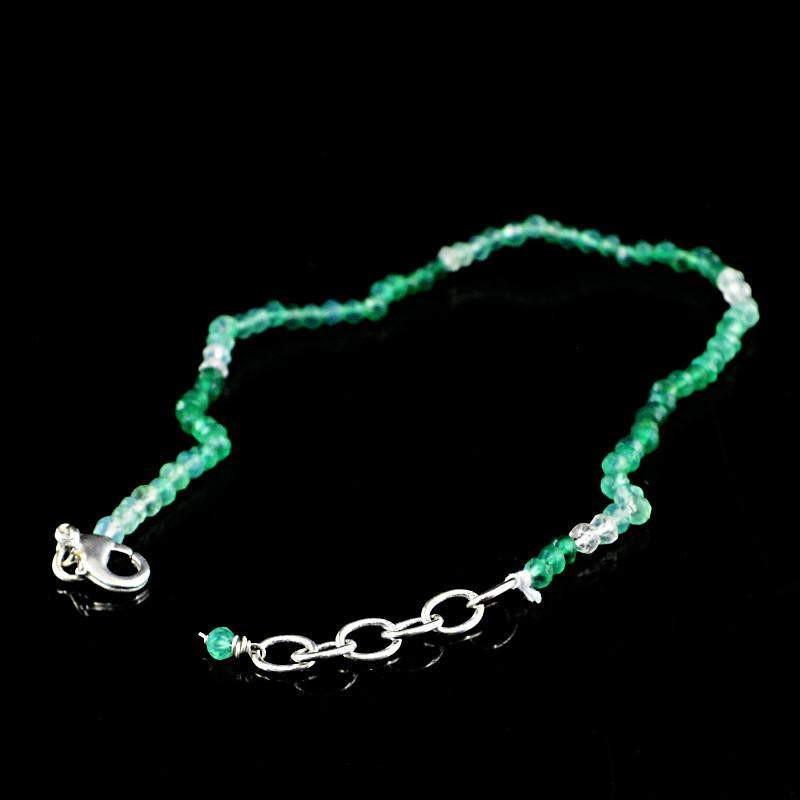 gemsmore:Natural Green Fluorite Bracelet Round Shape Faceted Beads