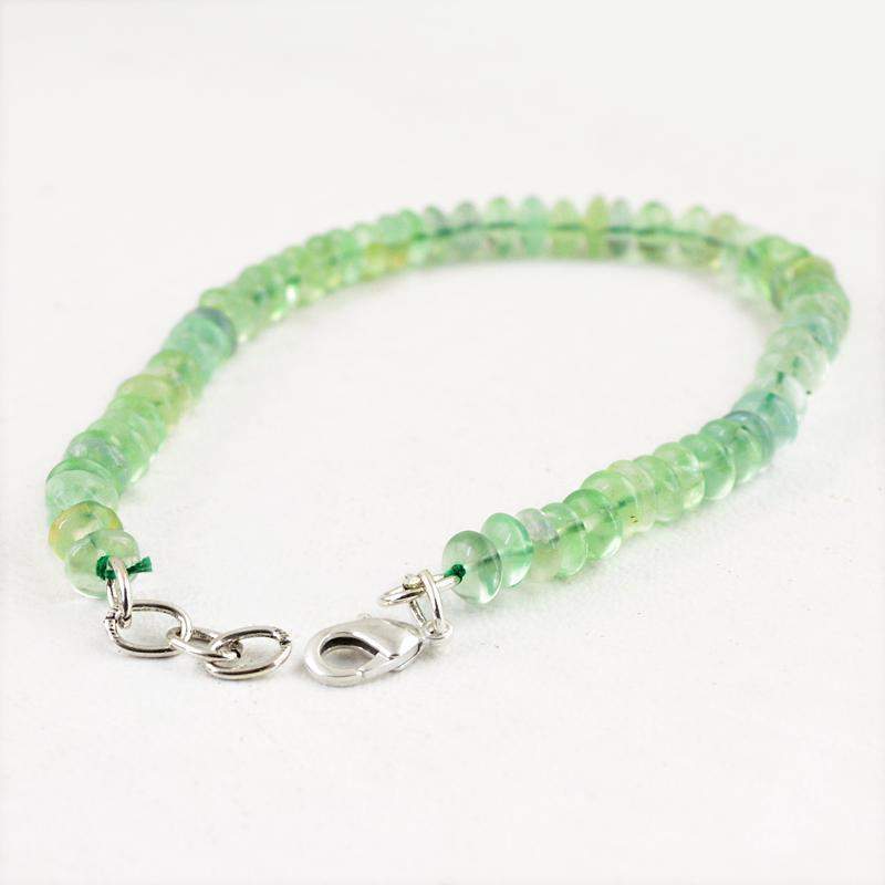gemsmore:Natural Green Fluorite Bracelet Unheated Round Shape Beads