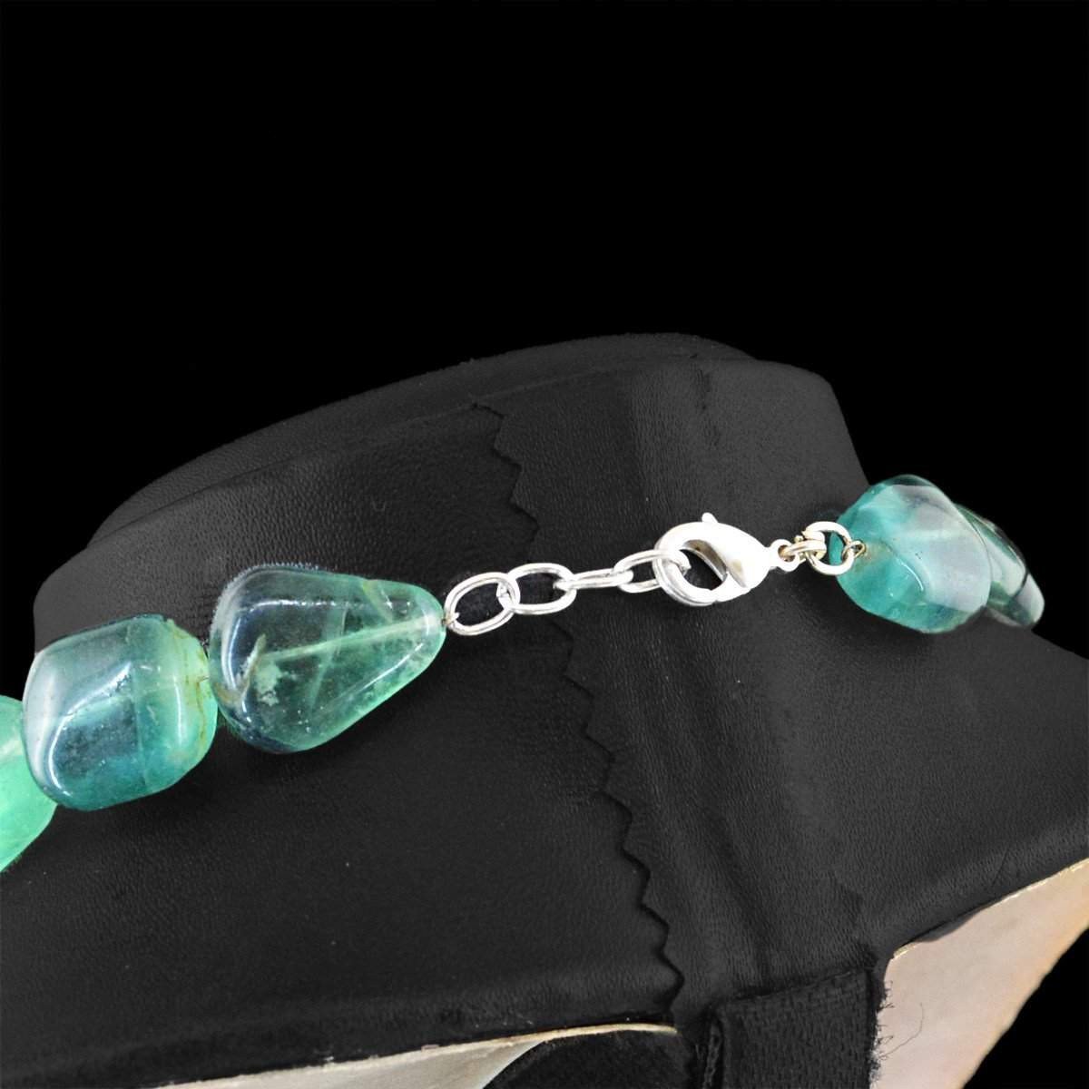 gemsmore:Natural Green Fluorite Necklace 20 Inches Long Huge Beads
