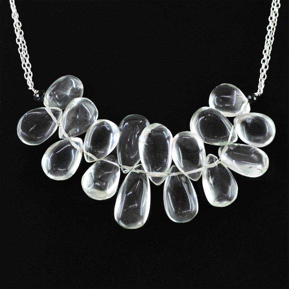 gemsmore:Natural Green Fluorite Necklace Pear Shape Beads