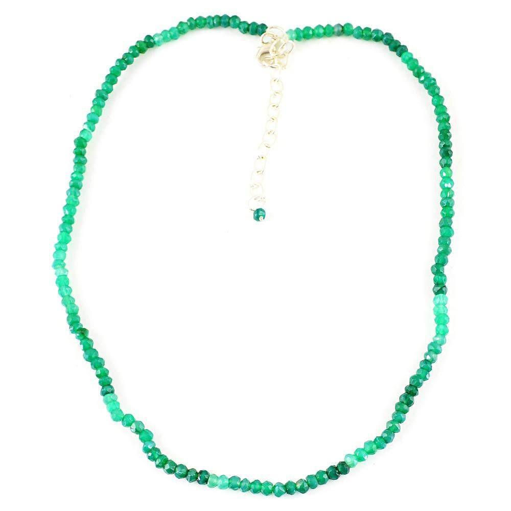 gemsmore:Natural Green Fluorite Necklace Round Cut Beads