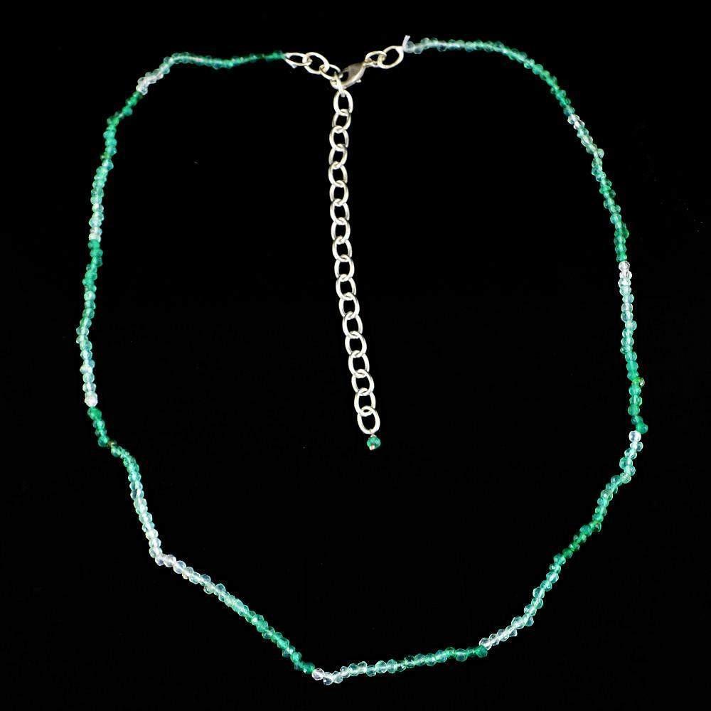 gemsmore:Natural Green Fluorite Necklace Round Shape Faceted Beads