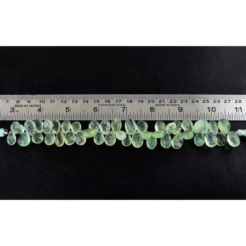 gemsmore:Natural Green Fluorite Pear Shape Beads Strand