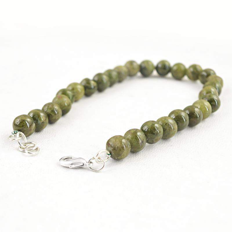 gemsmore:Natural Green Garnet Beads Bracelet Untreated Round Shape Beads