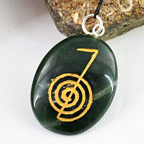 gemsmore:Natural Green Jade Chakra Crystal Healing Gemstone Pendant