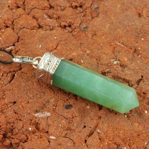 gemsmore:Natural Green Jade Healing Point Pendant