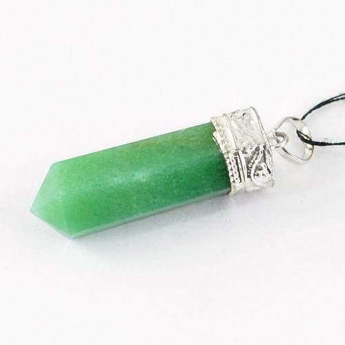 gemsmore:Natural Green Jade Healing Point Pendant