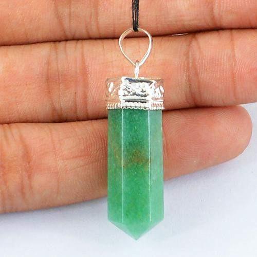 gemsmore:Natural Green Jade Healing Point Pendant