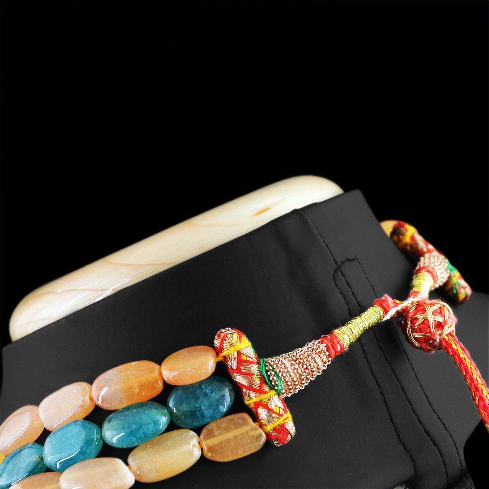 gemsmore:Natural Green Jade & Moonstone Necklace Genuine Beads