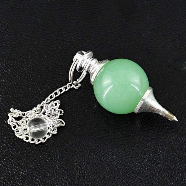 gemsmore:Natural Green Jade Pure Healing Pendulum