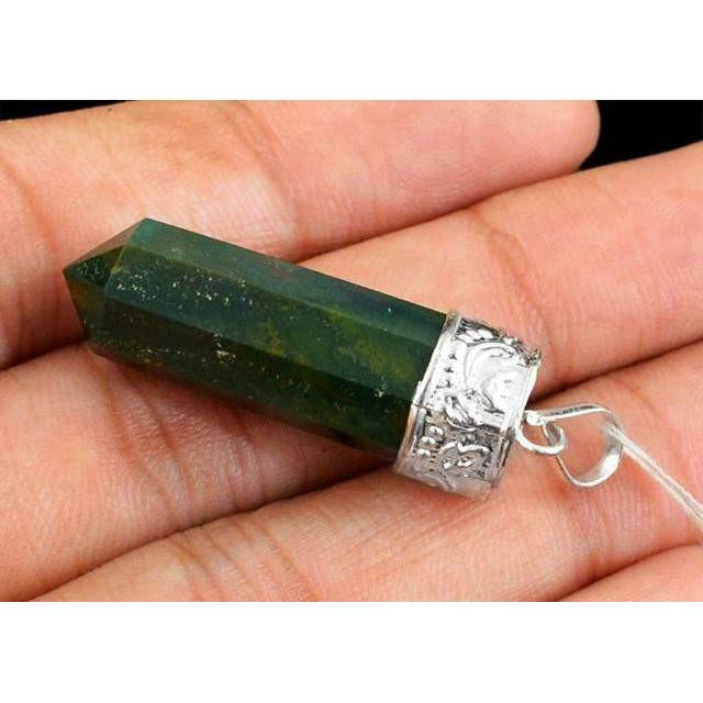 gemsmore:Natural Green Jasper Healing Point Pendant