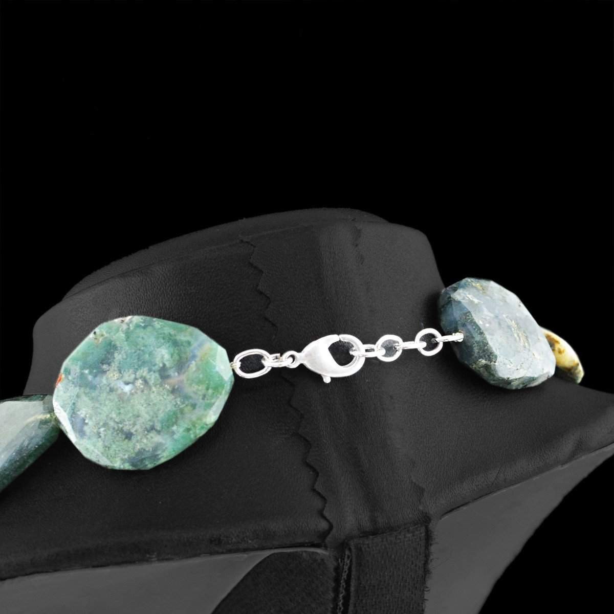 gemsmore:Natural Green Moss Agate Necklace Faceted Beads