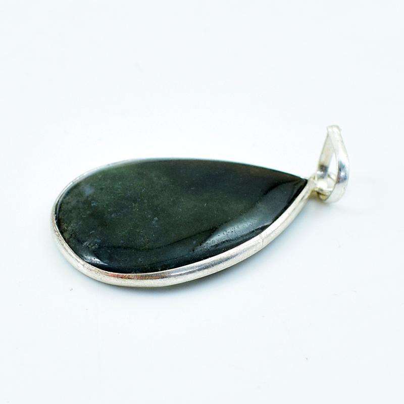 gemsmore:Natural Green Moss Agate Pear Shape Healing Pendant