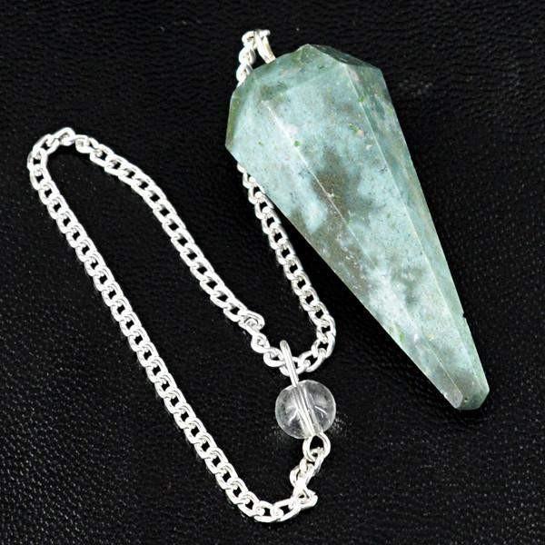 gemsmore:Natural Green Moss Agate Reiki Healing Pendulum