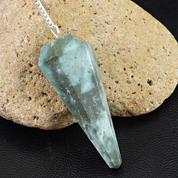 gemsmore:Natural Green Moss Agate Reiki Healing Pendulum