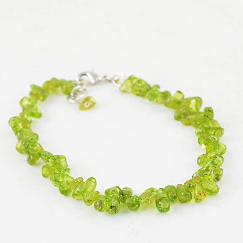 gemsmore:Natural Green Peridot Bracelet Unheated Tear Drop Beads