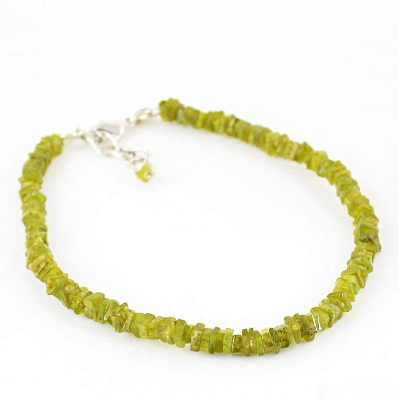 gemsmore:Natural Green Peridot Bracelet Untreated Beads
