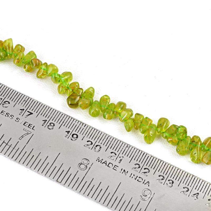gemsmore:Natural Green Peridot Drilled Beads Strand
