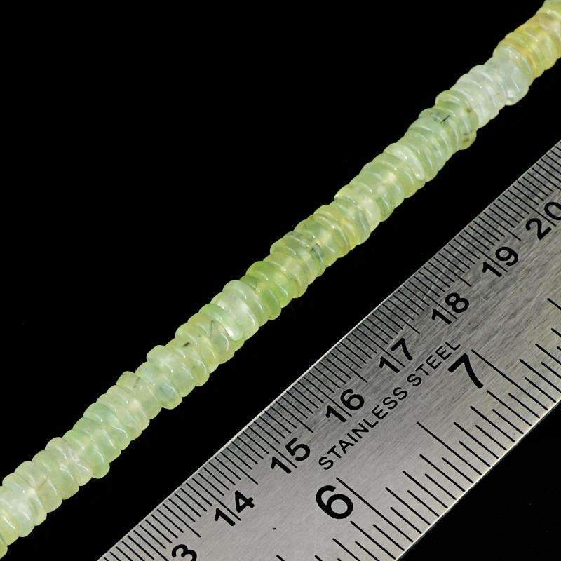 gemsmore:Natural Green Phrenite Beads Strand - Drilled
