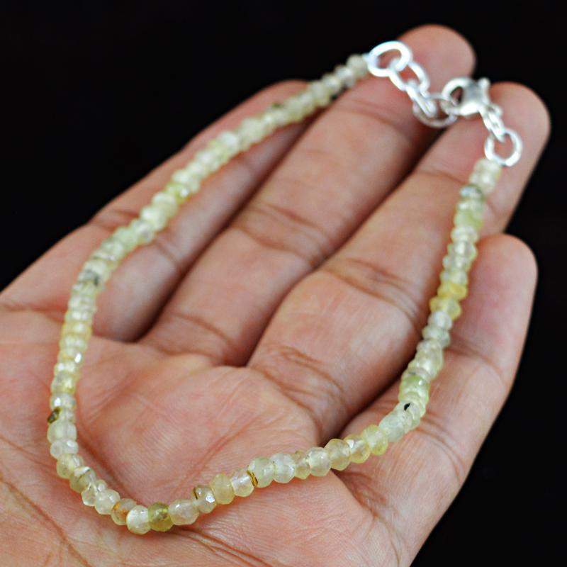 gemsmore:Natural Green Phrenite Bracelet Faceted Round Shape Beads