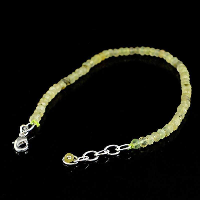 gemsmore:Natural Green Phrenite Bracelet Round Faceted Beads Bracelet